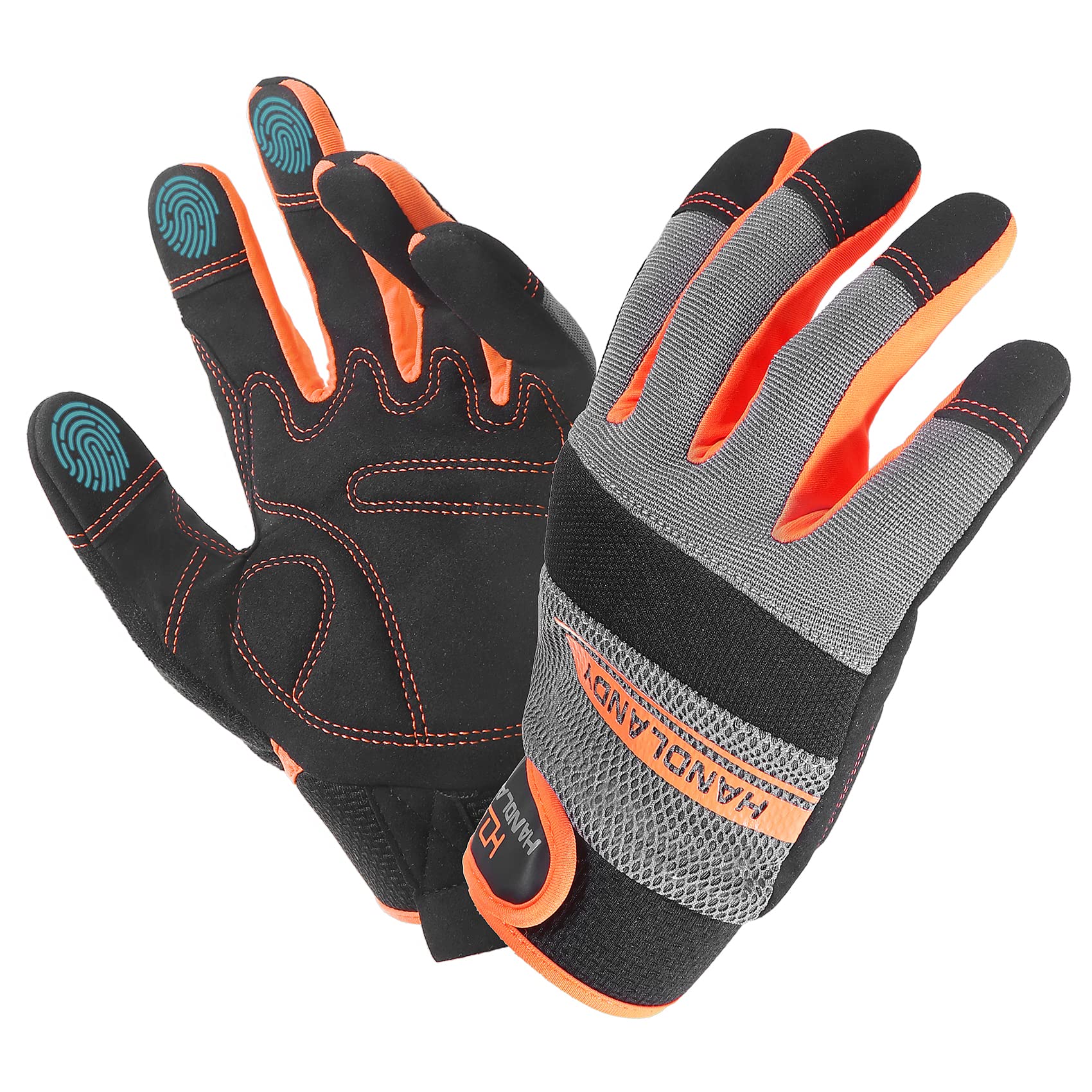 HANDLANDY Work Gloves for Men & Women, Utility Mechanic Working Gloves Touch Screen, Flexible Yard Work Gloves